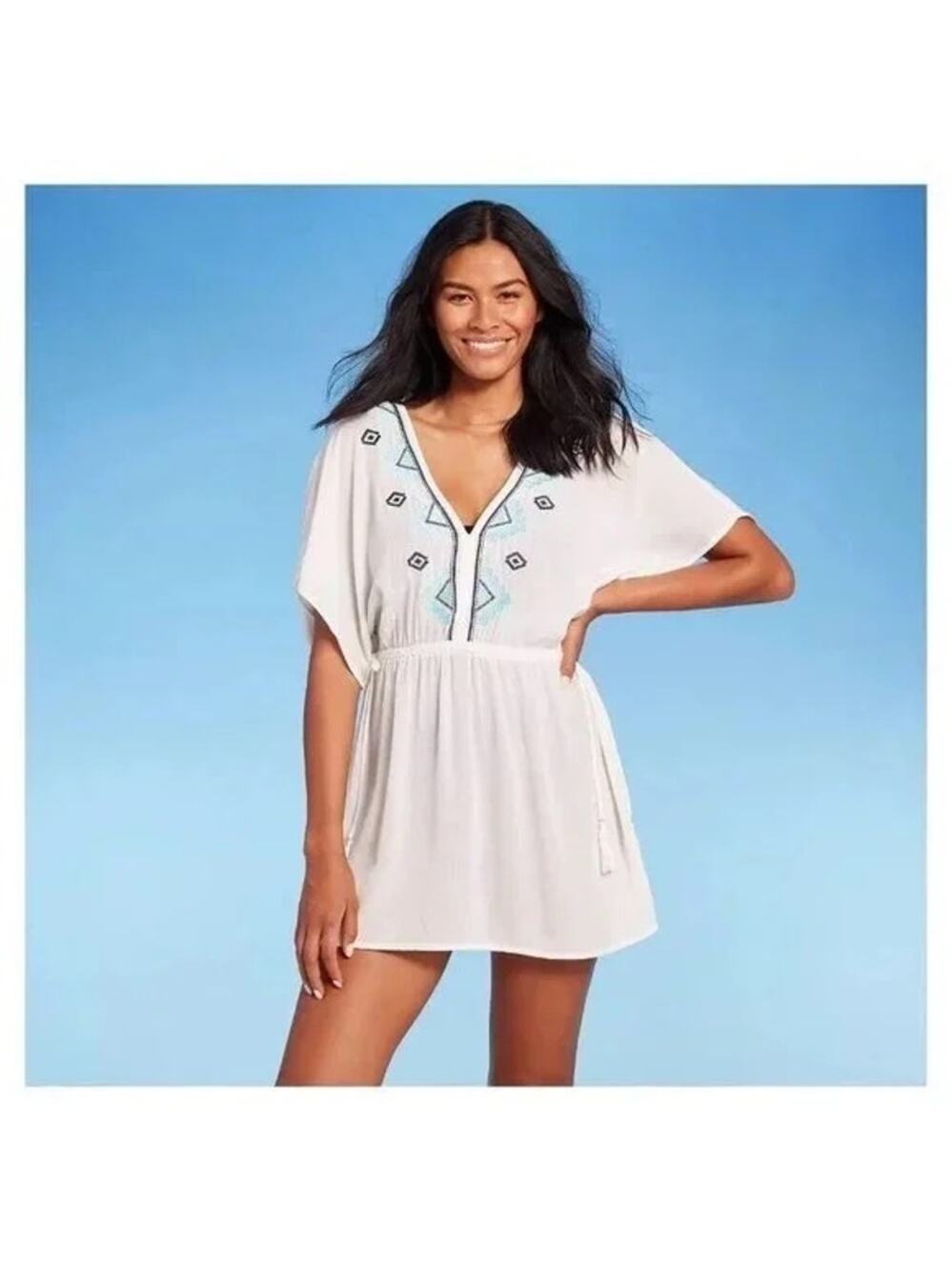 NWT Kona Sol White embroidered Swim Suit cover up dress